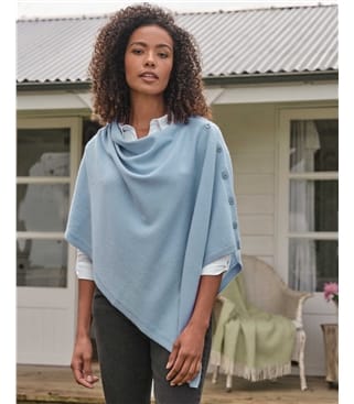 Cashmere Merino Blend Button Poncho