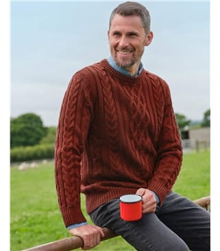 Pull irlandais à col rond - Homme - Pure Laine