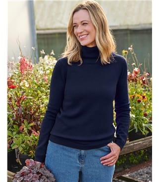 Cashmere and Merino Fitted Polo Neck Knitted Jumper