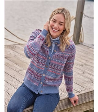 Lambswool Fairisle Crew Neck Cardigan