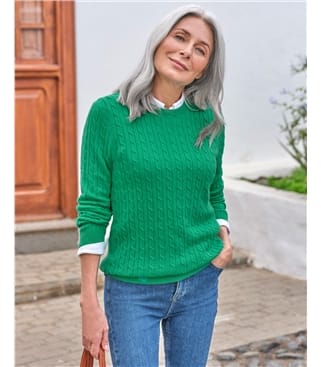 Cashmere Merino Cable Crew Neck Jumper