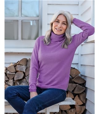 Cashmere and Merino Fitted Polo Neck Knitted Jumper