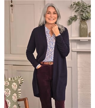 Cardigan long bord à bord Cashmere Merino
