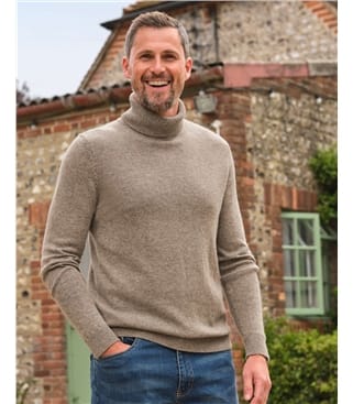 Cashmere and Merino Polo Neck Jumper