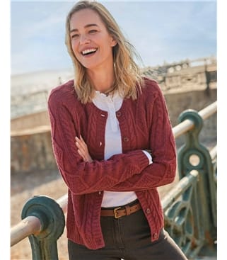 Cardigan torsadé boutonné - Femme - Pure Laine