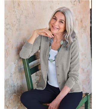 Cashmere Merino Classic V Neck Cardigan