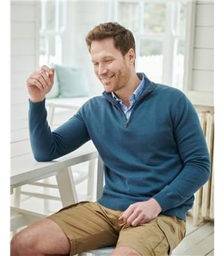 Organic Cotton Cashmere Zip Neck Sweater