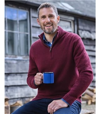 Mens Lambswool Zip Neck Jumper