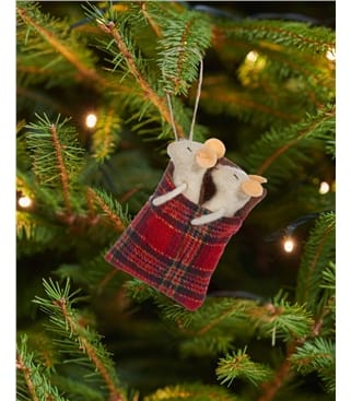 Sleeping Mr and Mrs Mouse Christmas Decoration