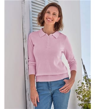 Strick-Polohemd aus Merino- und Kaschmirwolle für Damen