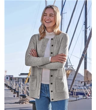 Lambswool Ladies Crew Neck Cardigan