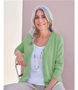 Cardigan classique à col V- Femme - Cachemire & Mérinos