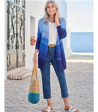 Blue | Textured Ombre Colour Cardigan | WoolOvers UK