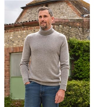 Cashmere and Merino Polo Neck Jumper