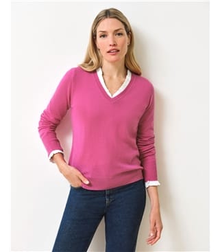 Raspberry Rose | Cashmere V Neck Sweater | WoolOvers US