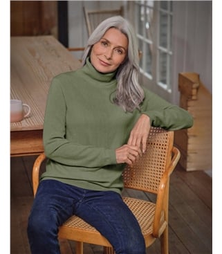 Pull à col roulé ajusté - Femme - Cachemire & mérinos