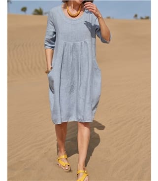 Womens Linen Pocket Tunic Dress