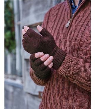 Fingerlose Handschuhe aus Lammwolle für Herren