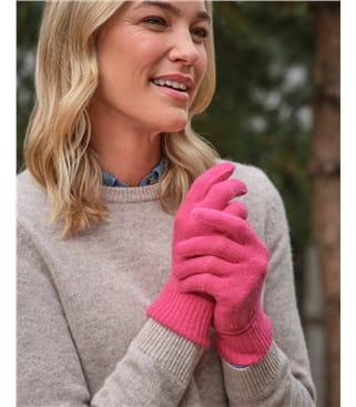 Womens Premium Pure Cashmere Long Rib Gloves