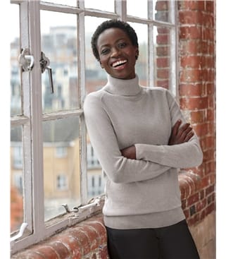 Womens Cashmere Polo Neck Sweater