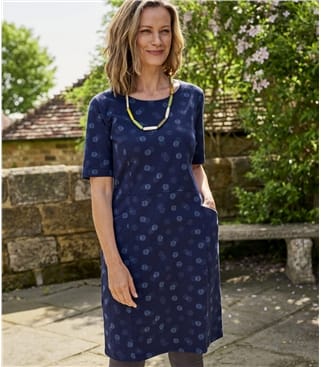 Ditsy Print | Womens Button Through Jersey Dress | WoolOvers UK