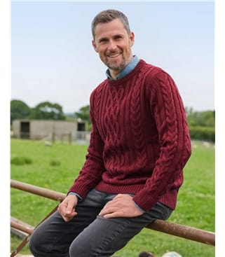 Pure Wool Aran Knitted Jumper