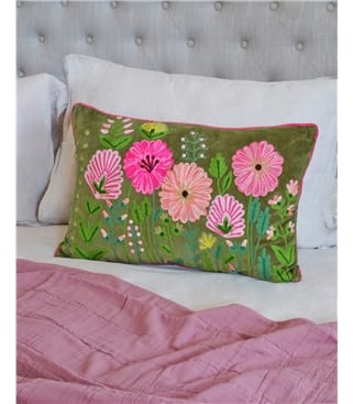 Floral Embroidered Cushion