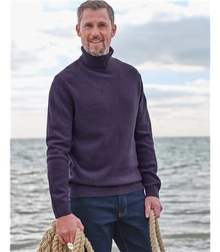 Mens Lambswool Polo Neck Jumper