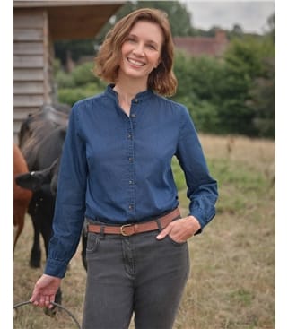 Frill Collar Denim Shirt