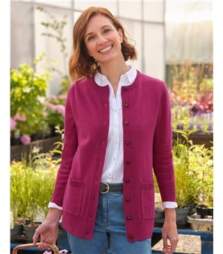 Lambswool Ladies Crew Neck Cardigan