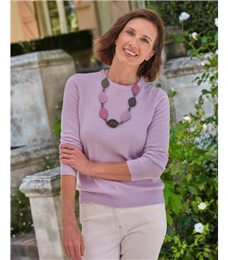Pullover mit Rundhalsausschnitt aus Merinowolle und Kaschmir für Damen