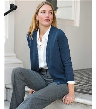 Kaschmir Strickjacke mit V-Ausschnitt