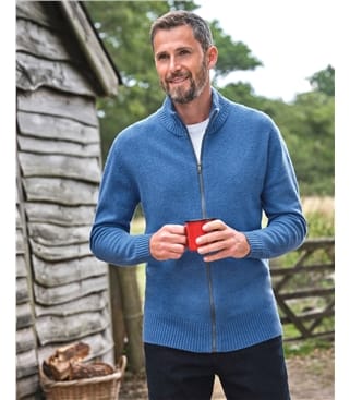 Mens Lambswool Lincoln Zipper Cardigan