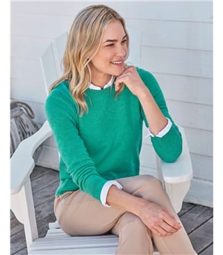 Pull à col rond - Femme - Cachemire & Mérinos
