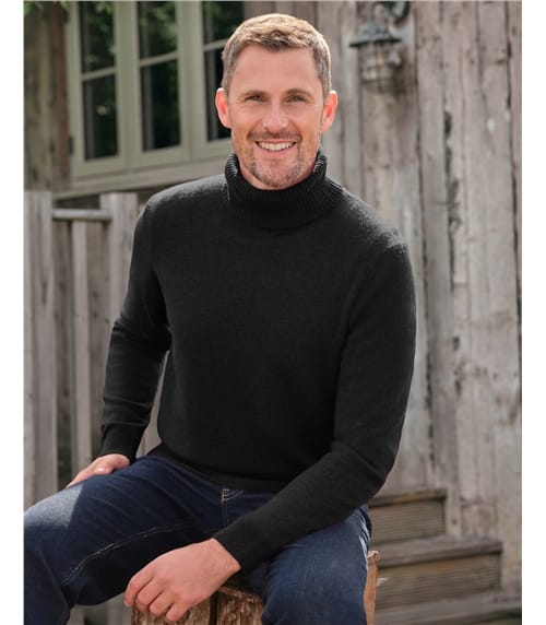 Cashmere and Merino Polo Neck Jumper