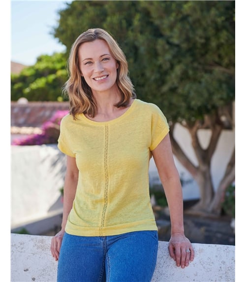 T-shirt à détail dentelle - Femme - Jersey de Lin Bio