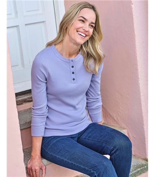 Crew Neck Button Henley