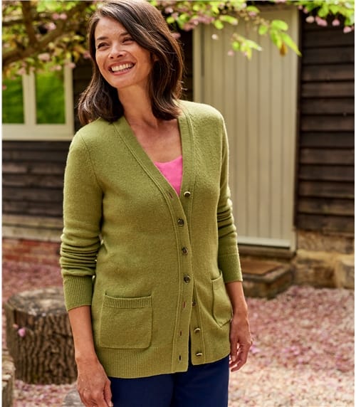 Lambswool Knitted V Neck Cardigan