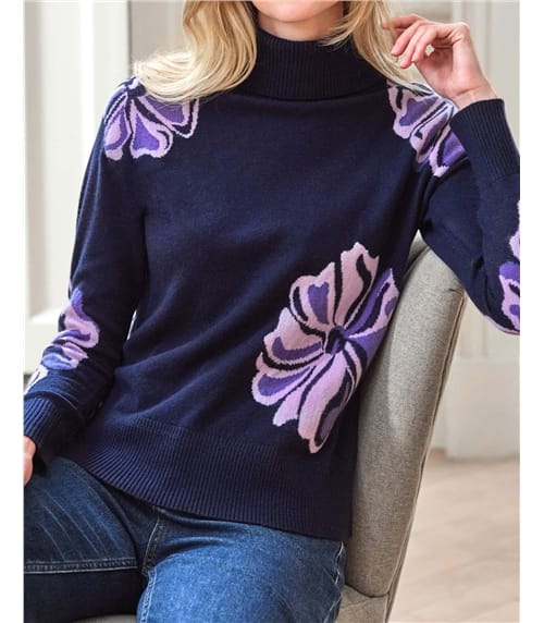 Wool Cashmere Floral Sweater