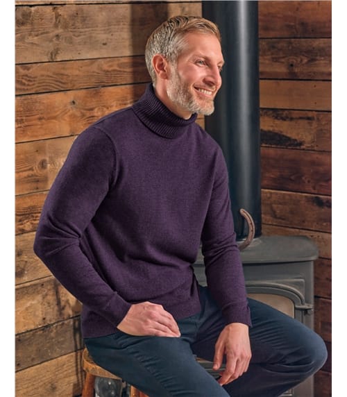 Cashmere and Merino Polo Neck Jumper