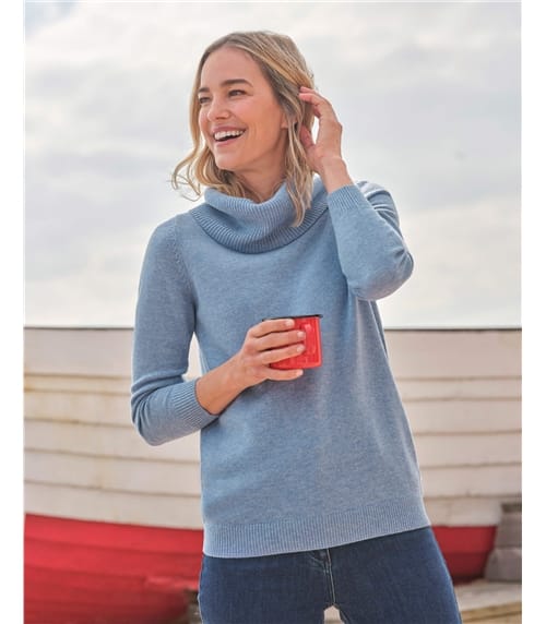 Cashmere And Merino Long Sleeve Cowl Neck Jumper