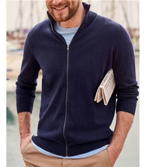 Mens Combed Cotton Zip Through Cardi