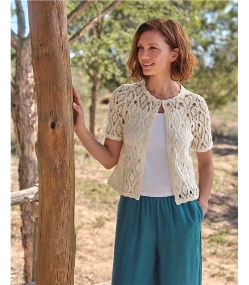 Edge to Edge Wavy Crochet Cardigan