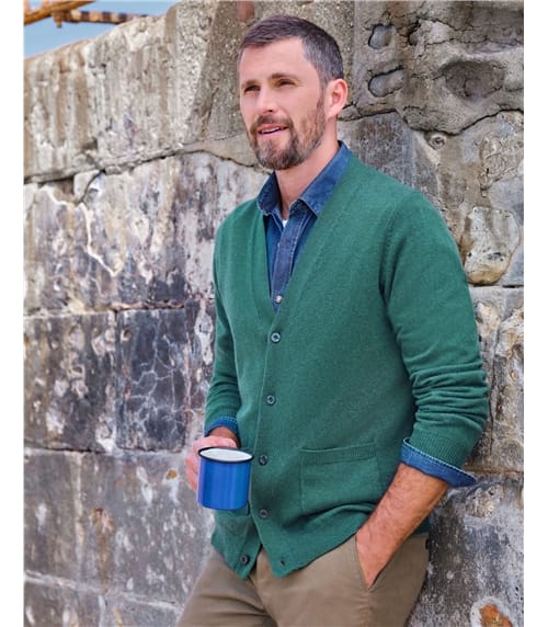 Strickjacke mit V-Ausschnitt aus Merinowolle und Kaschmir für Herren