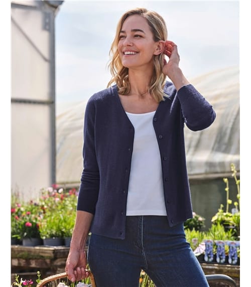Cashmere Merino Classic V Neck Cardigan