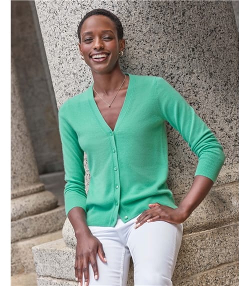 Kaschmir Strickjacke mit V-Ausschnitt