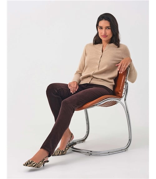 Kaschmir Strickjacke mit Rundhalsausschnitt