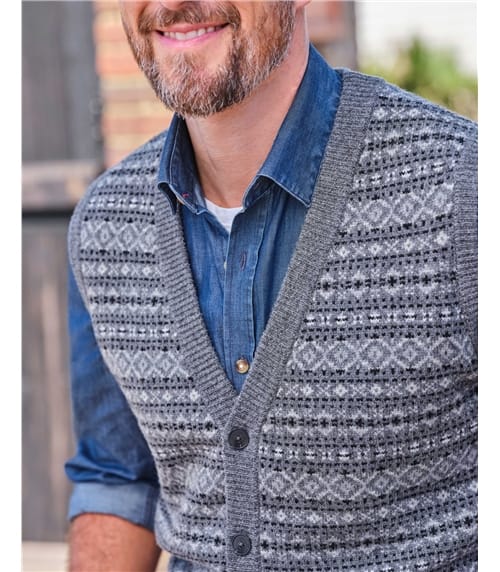 Wool x acrylic knit cardigan, men's size L / eaa468051