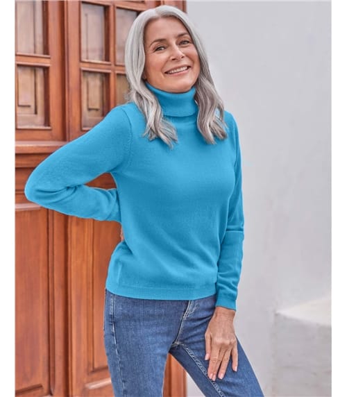 Cashmere and Merino Fitted Polo Neck Knitted Jumper