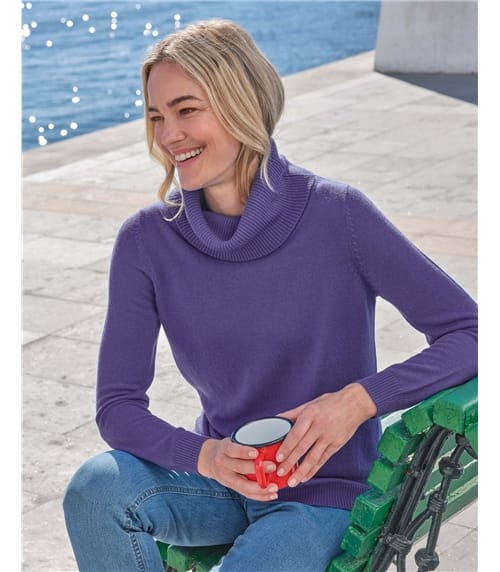 Pull col boule à manches longues - Femme - Cachemire & Mérinos
